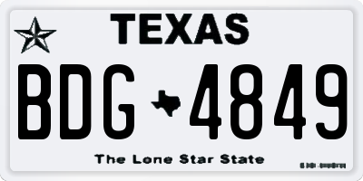 TX license plate BDG4849