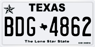 TX license plate BDG4862