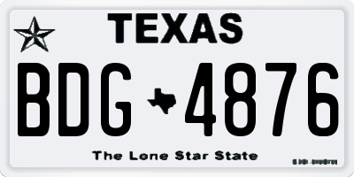 TX license plate BDG4876