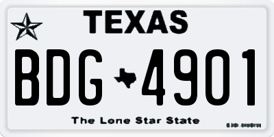TX license plate BDG4901
