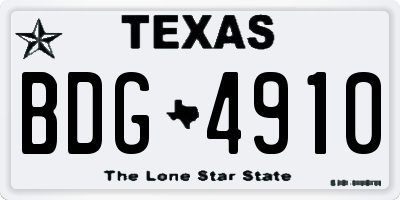 TX license plate BDG4910