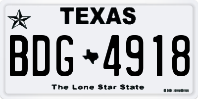 TX license plate BDG4918