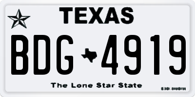 TX license plate BDG4919