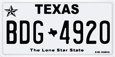 TX license plate BDG4920