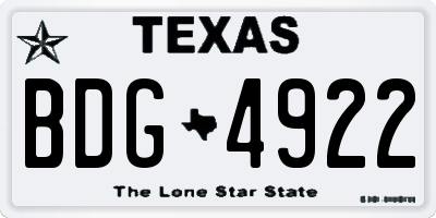 TX license plate BDG4922