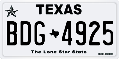 TX license plate BDG4925