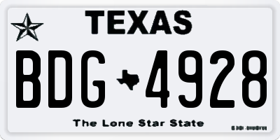 TX license plate BDG4928