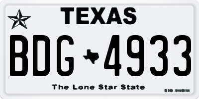 TX license plate BDG4933