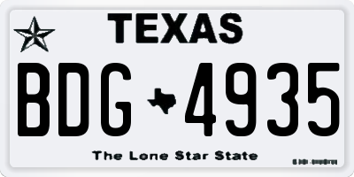 TX license plate BDG4935