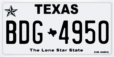 TX license plate BDG4950