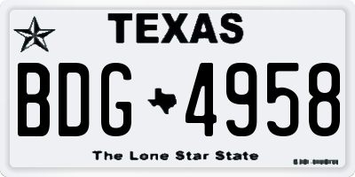 TX license plate BDG4958