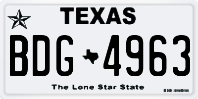 TX license plate BDG4963