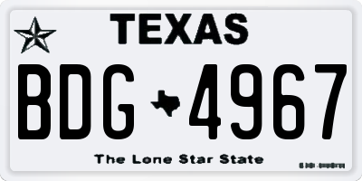 TX license plate BDG4967