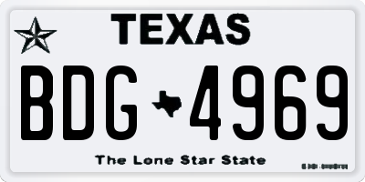 TX license plate BDG4969