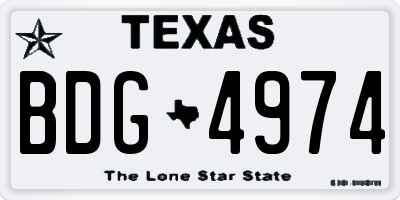TX license plate BDG4974