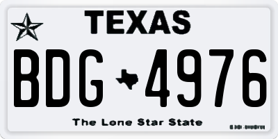 TX license plate BDG4976