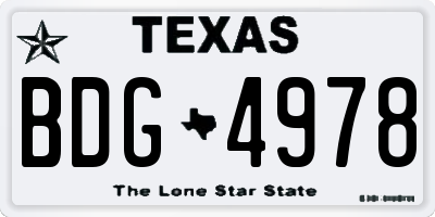 TX license plate BDG4978