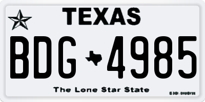 TX license plate BDG4985