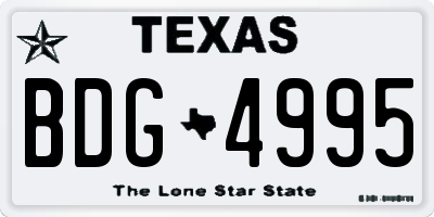 TX license plate BDG4995