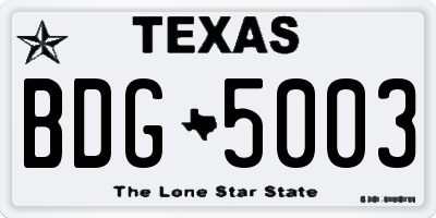 TX license plate BDG5003