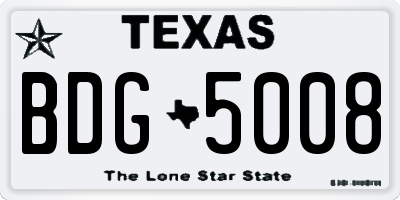 TX license plate BDG5008