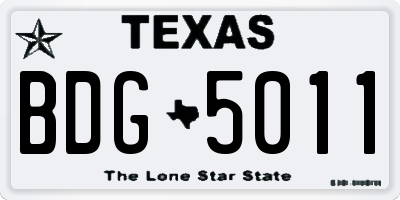 TX license plate BDG5011