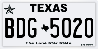 TX license plate BDG5020