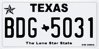TX license plate BDG5031