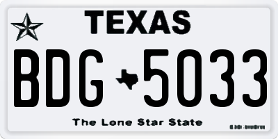 TX license plate BDG5033