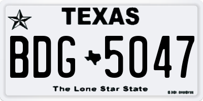 TX license plate BDG5047