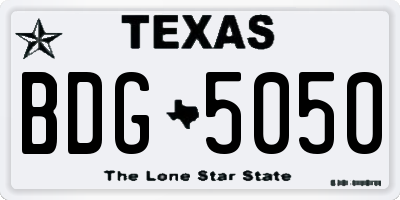TX license plate BDG5050