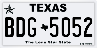 TX license plate BDG5052
