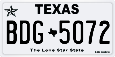 TX license plate BDG5072