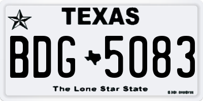 TX license plate BDG5083