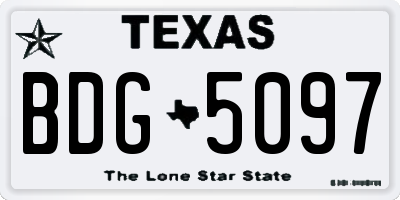 TX license plate BDG5097