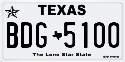 TX license plate BDG5100
