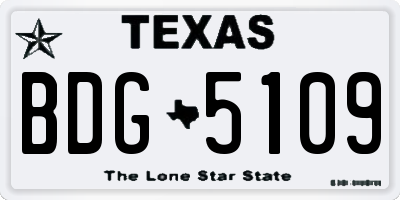 TX license plate BDG5109
