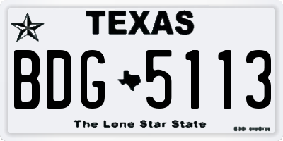 TX license plate BDG5113