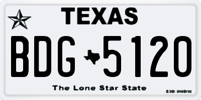 TX license plate BDG5120