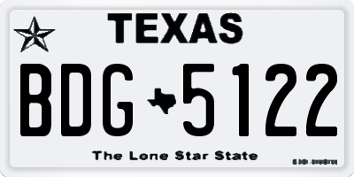 TX license plate BDG5122