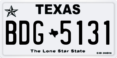 TX license plate BDG5131
