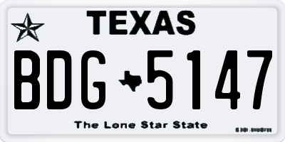 TX license plate BDG5147