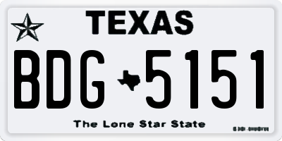 TX license plate BDG5151