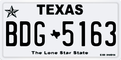 TX license plate BDG5163