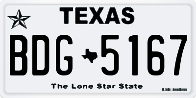 TX license plate BDG5167