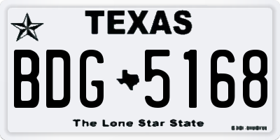 TX license plate BDG5168
