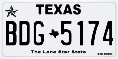 TX license plate BDG5174