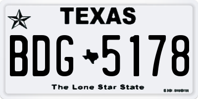 TX license plate BDG5178