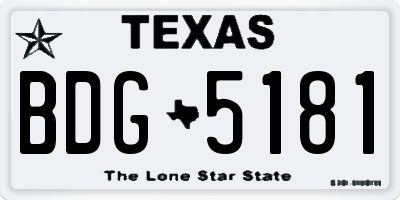 TX license plate BDG5181