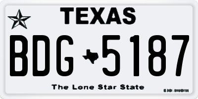 TX license plate BDG5187